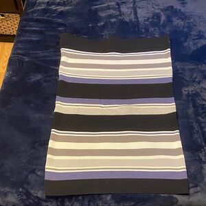 LOFT Black and Gray Striped Pencil Skirt